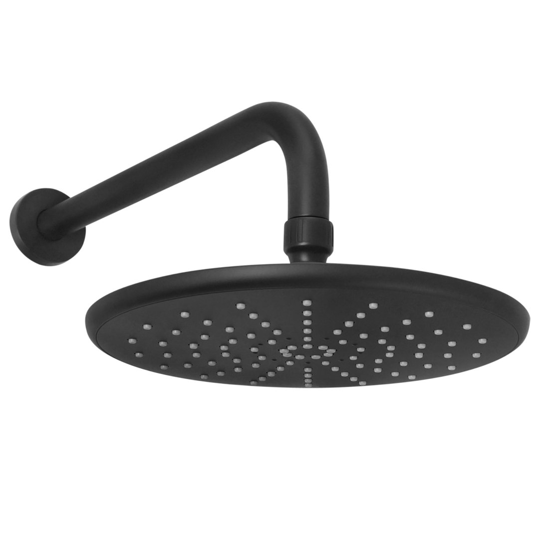 Welfenstein Regenbrause mit Zulaufarm 1J51A-HB10 schwarz matt rund