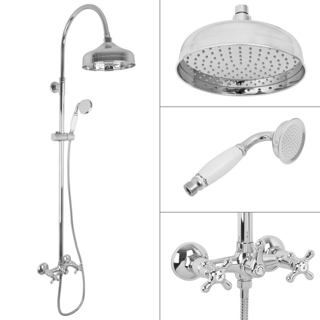 Welfenstein Nostalgie Aufputz-Set 2D-HN081K Regendusche 20cm