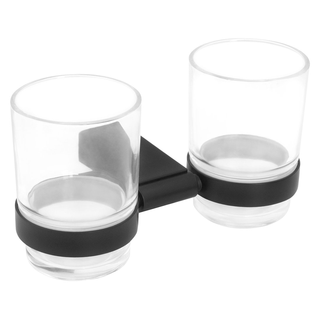 Welfenstein Serie 5PA 2er Zahnputzbecher 0665 schwarz matt