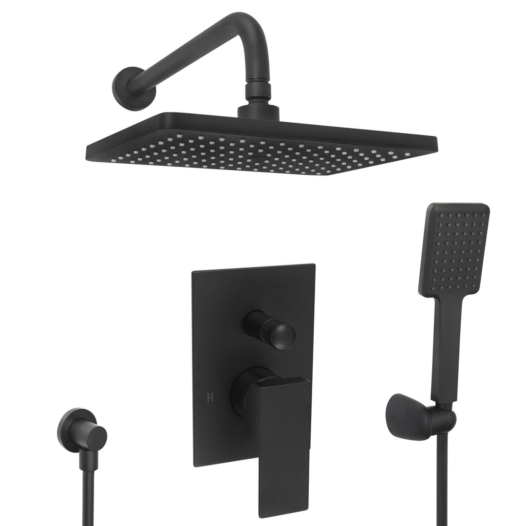 Unterputz-Set 75-D33-PA Regendusche schwarz matt