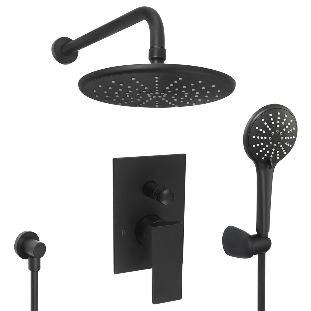 Welfenstein Unterputz-Set 75-D34-PA Regendusche schwarz matt