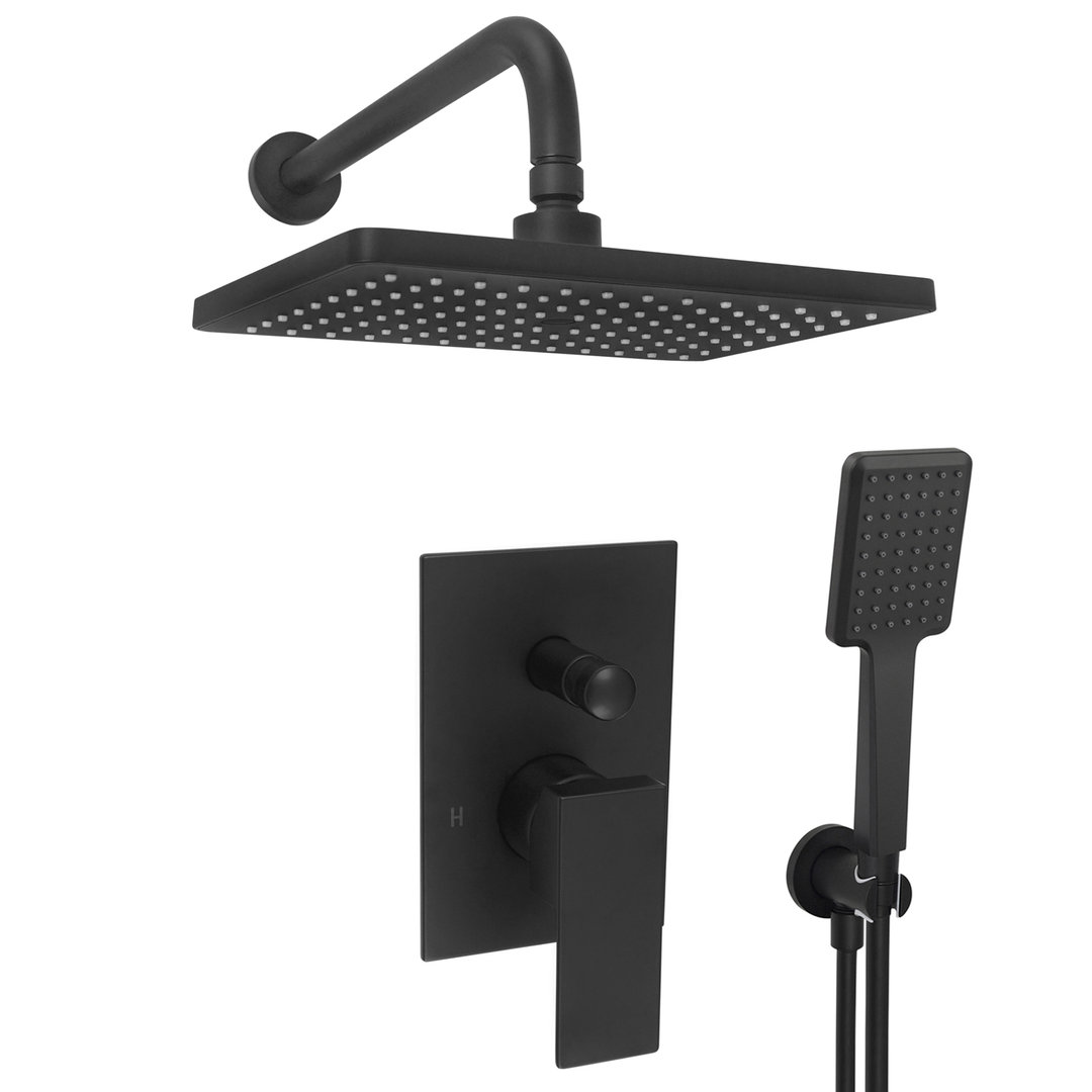 Welfenstein Unterputz-Set 75-D35-PA Regendusche schwarz matt