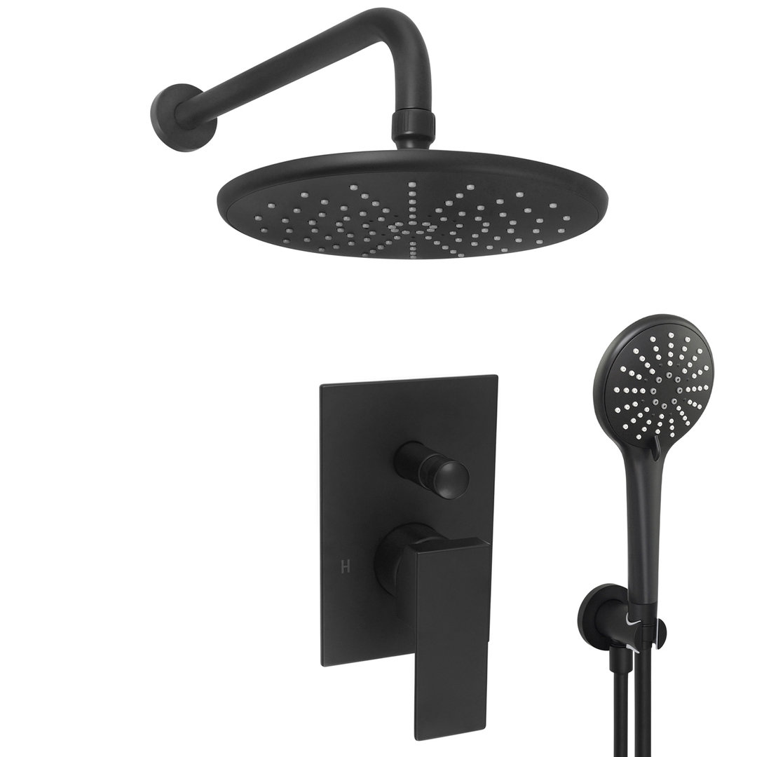 Welfenstein Unterputz-Set 75-D36-PA Regendusche schwarz matt