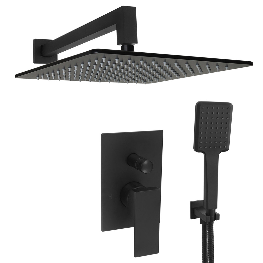 Welfenstein Unterputz-Set 75-D37-PA Regendusche schwarz matt