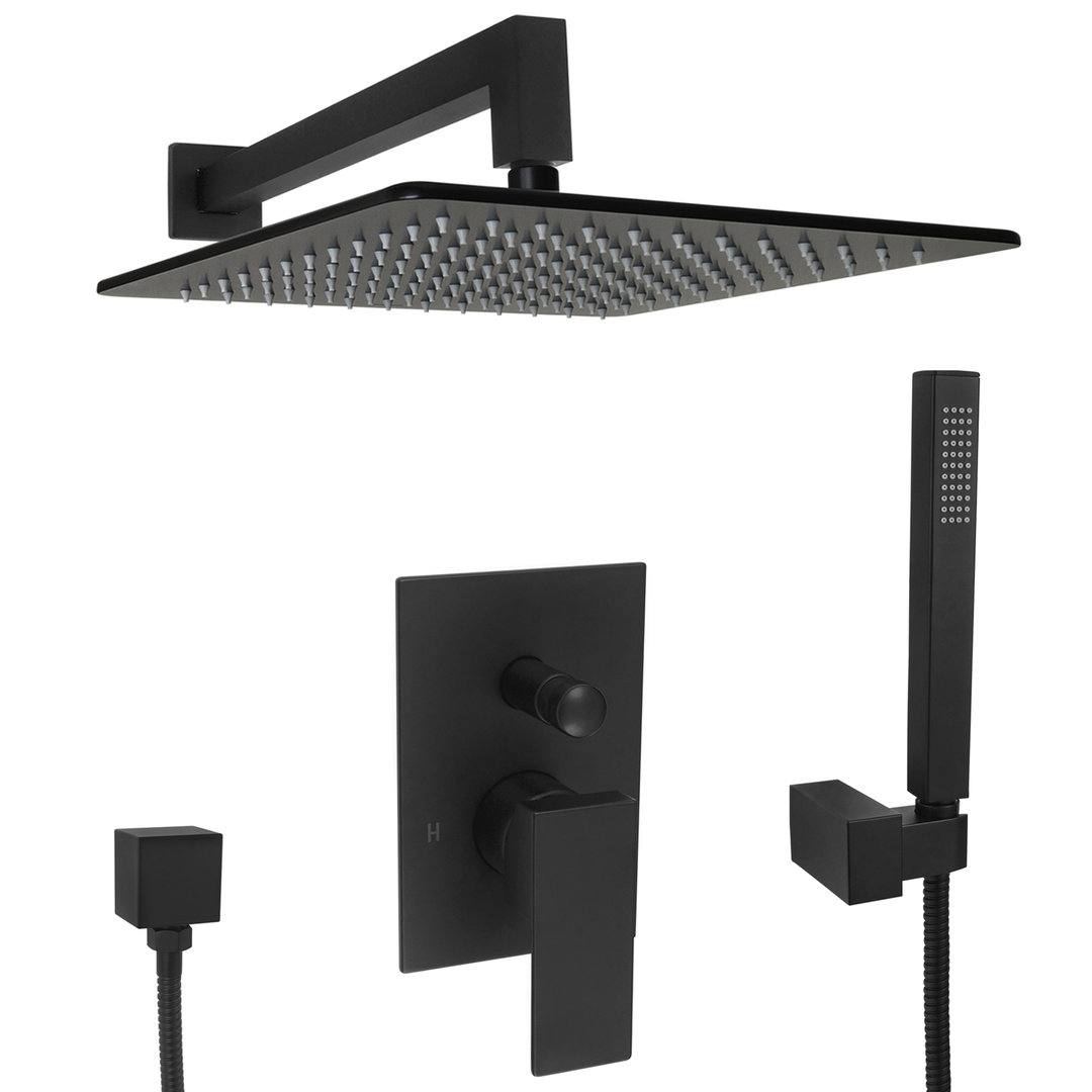 Unterputz-Set 75-D39-PA Regendusche schwarz matt