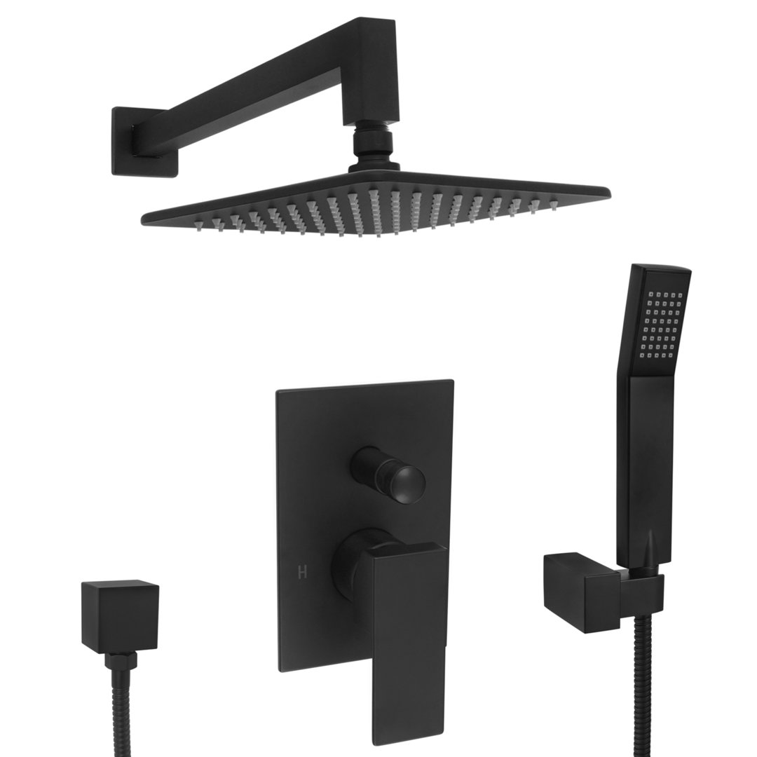 Unterputz-Set 75-D40-PA Regendusche schwarz matt