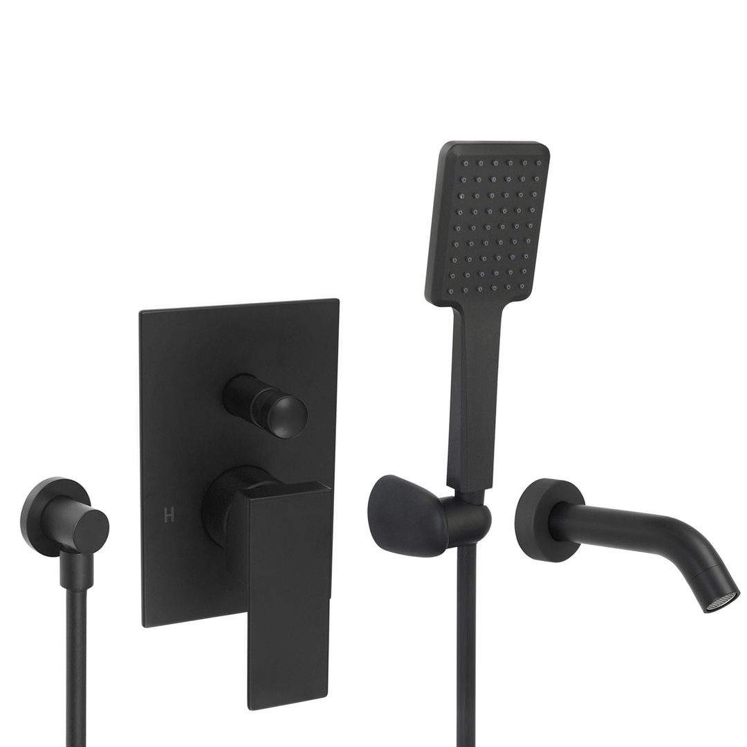 Unterputz-Set 75-W11-PA Wanneneinlauf schwarz matt