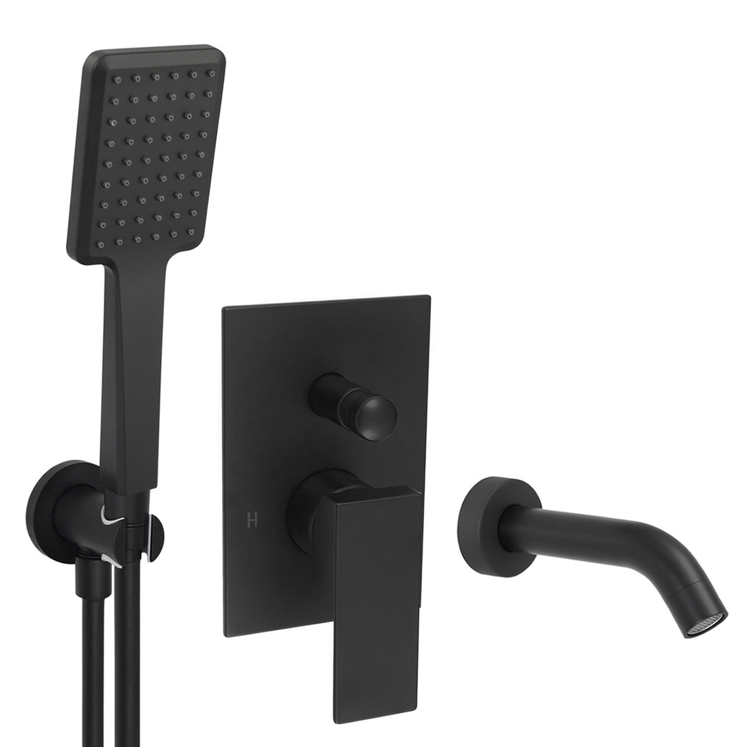 Welfenstein Unterputz-Set 75-W13-PA für Badewannen schwarz matt