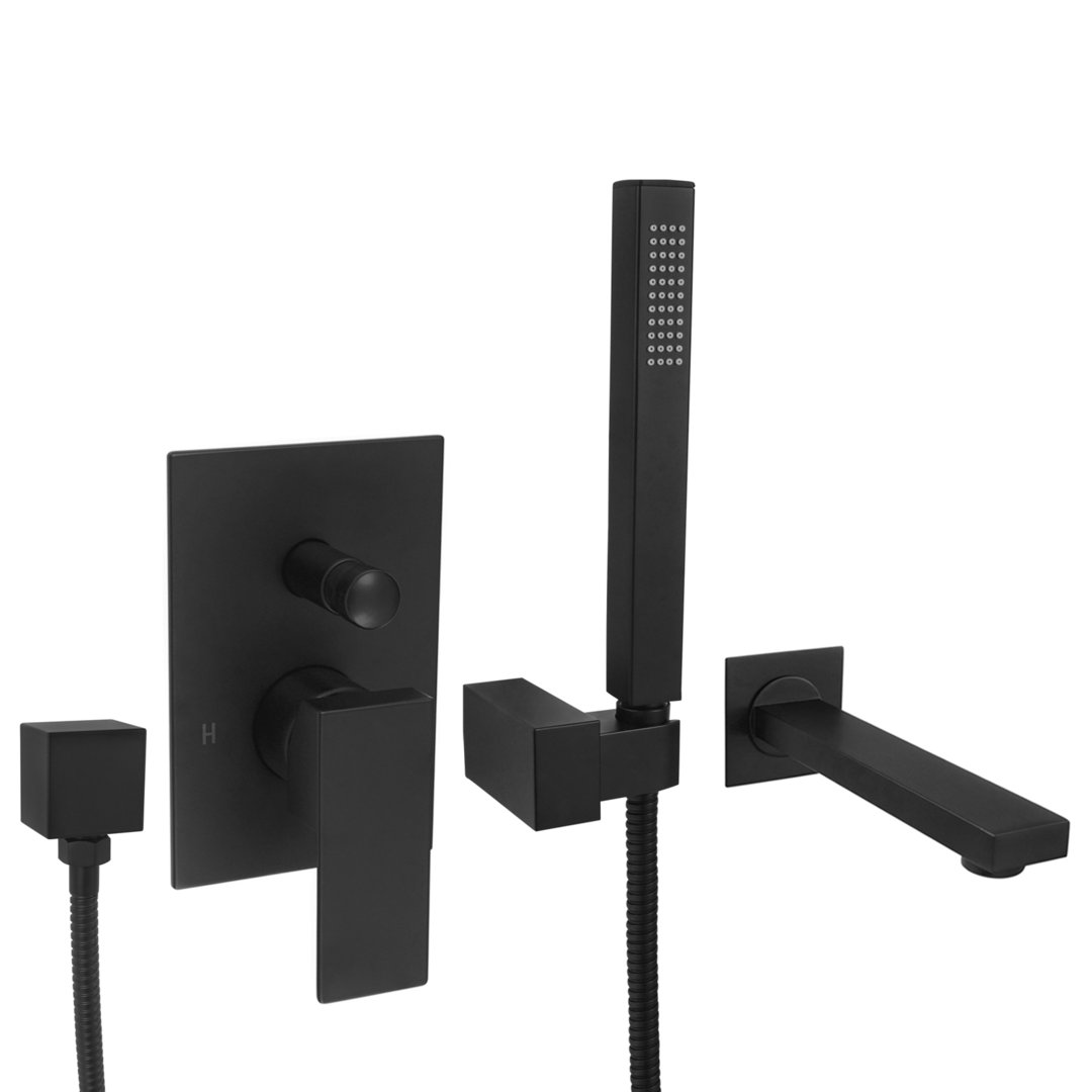 Unterputz-Set 75-W15-PA Wanneneinlauf schwarz matt