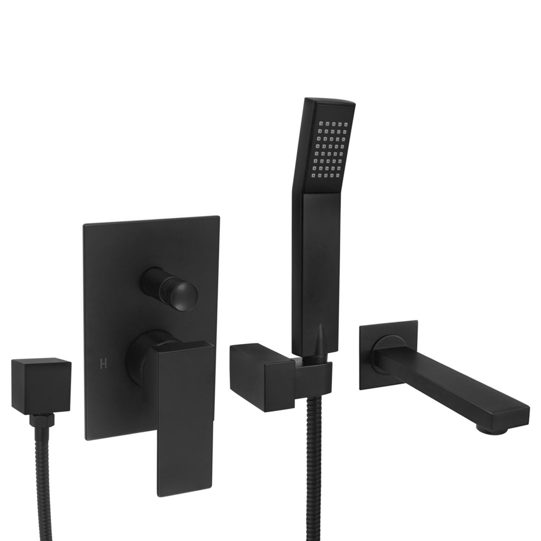 Unterputz-Set 75-W16-PA Wanneneinlauf schwarz matt