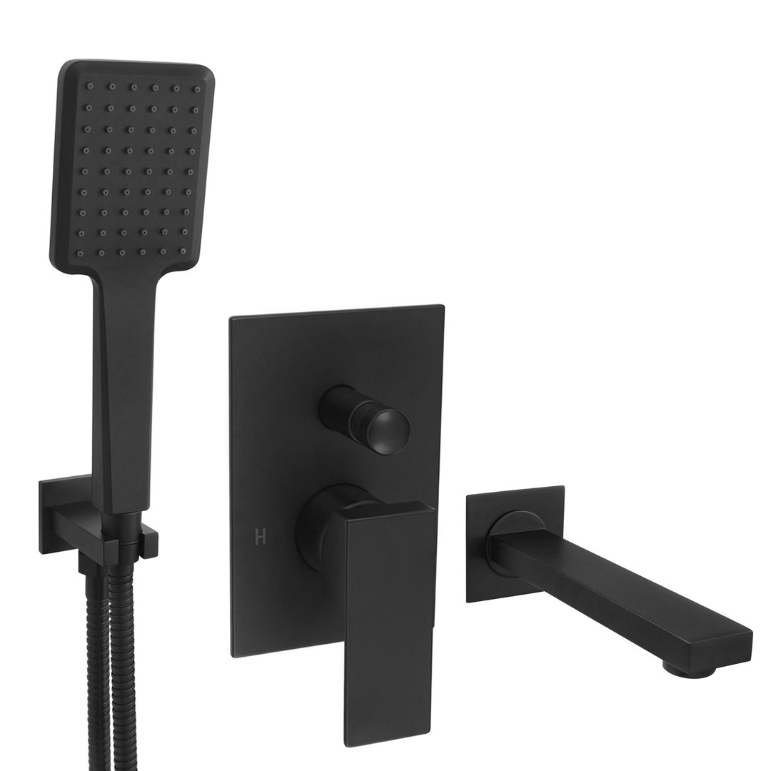 Welfenstein Unterputz-Set 75-W17-PA für Badewannen schwarz matt