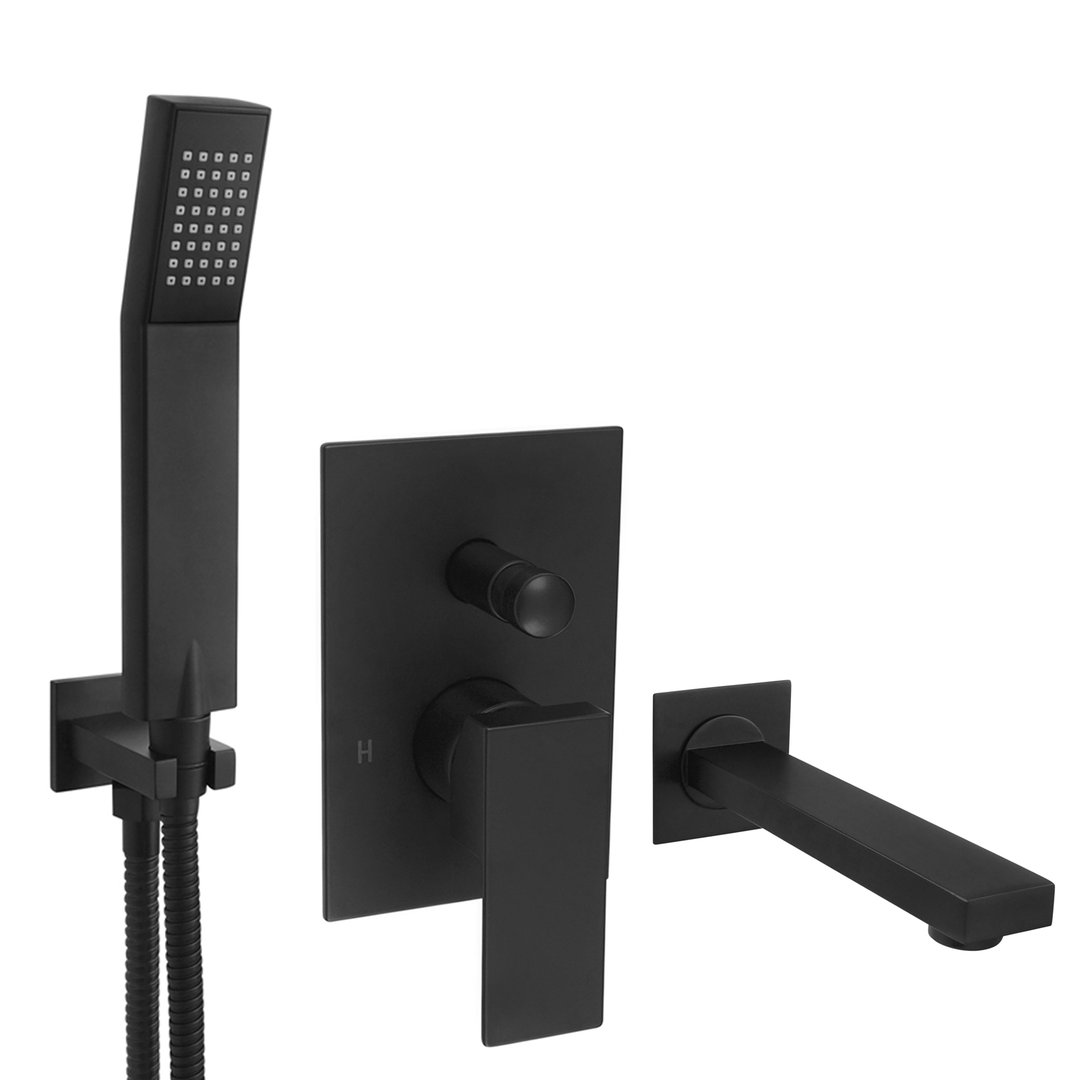 Welfenstein Unterputz-Set 75-W18-PA für Badewannen schwarz matt