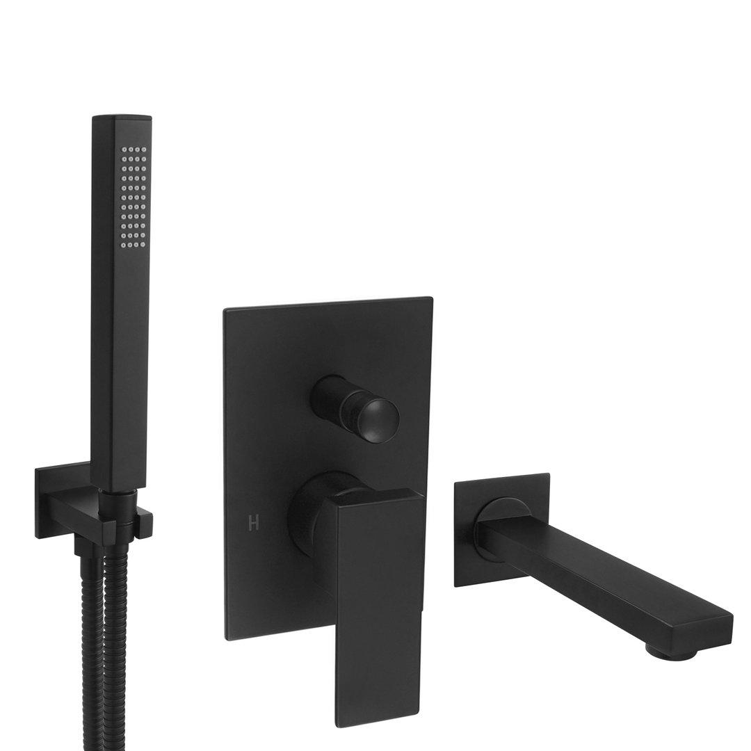 Welfenstein Unterputz-Set 75-W19-PA für Badewannen schwarz matt