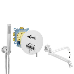 Welfenstein Unterputz-Set EB2-R26W Montagebox schwenkbarer Wanneneinlauf