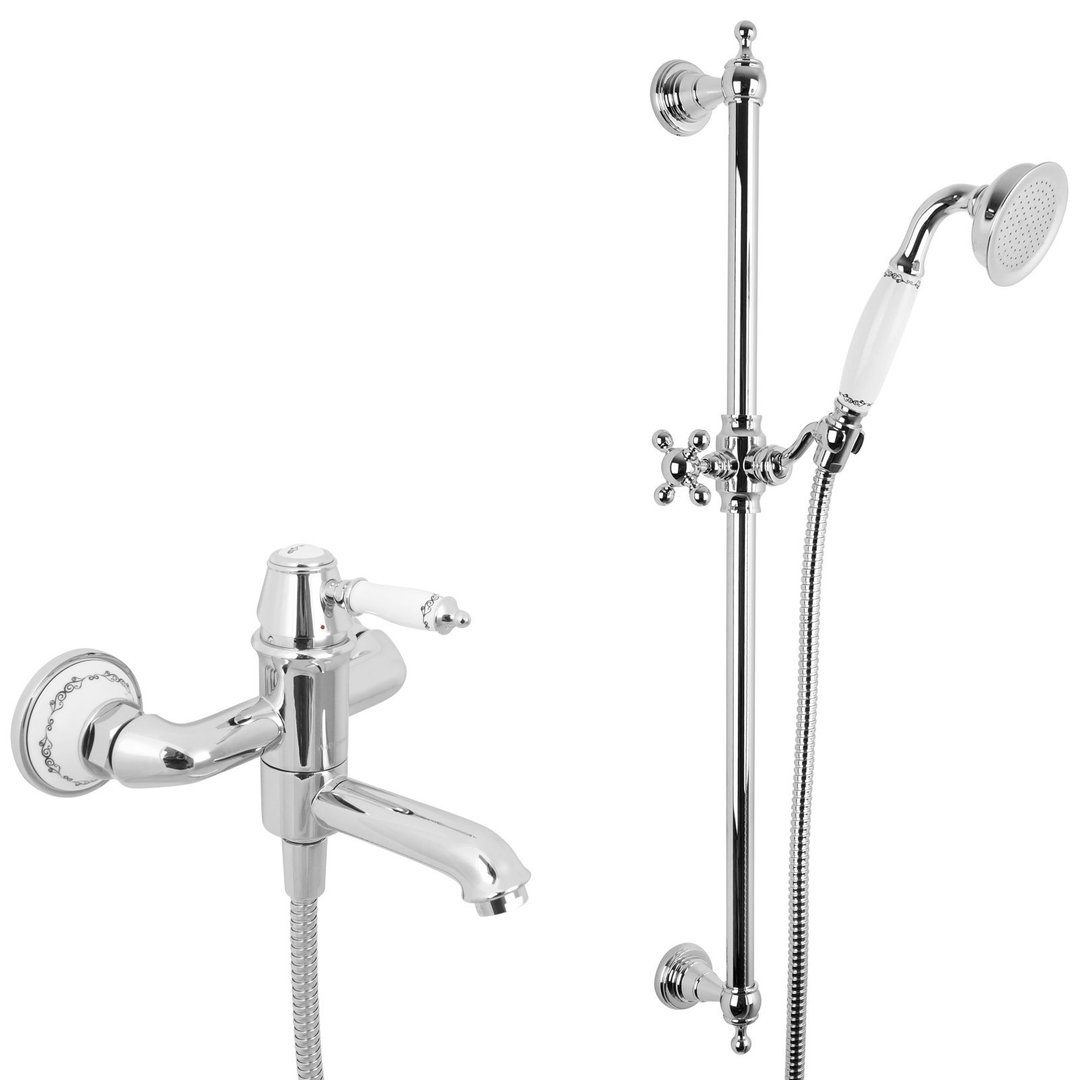 Welfenstein Nostalgie Badewannen-Set NX-41W mit Brausestange