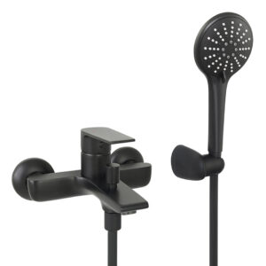 Welfenstein Badewannen-Set WA-WBK-S01 schwarz matt