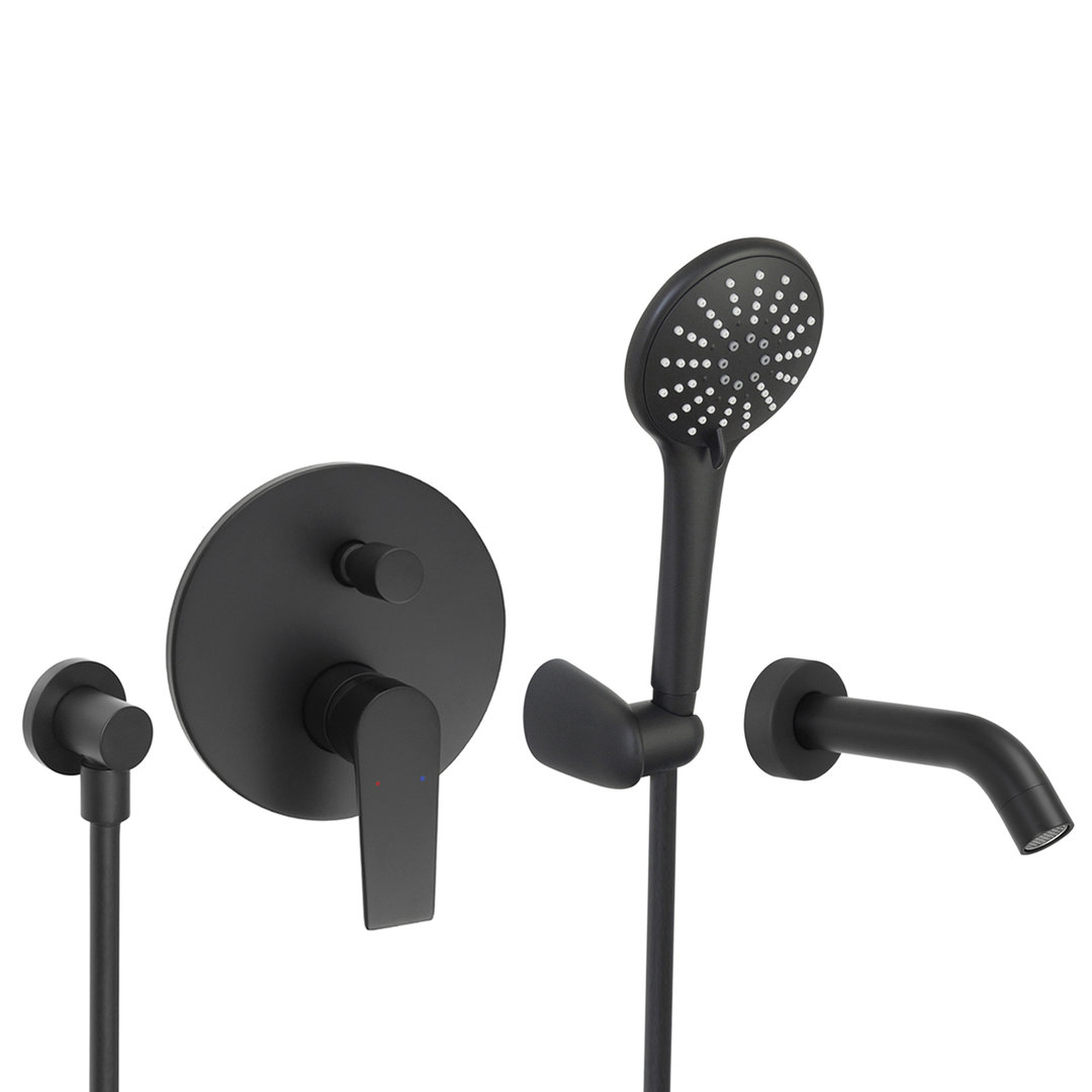 Welfenstein Unterputz-Set WBK21W für Badewannen schwarz matt