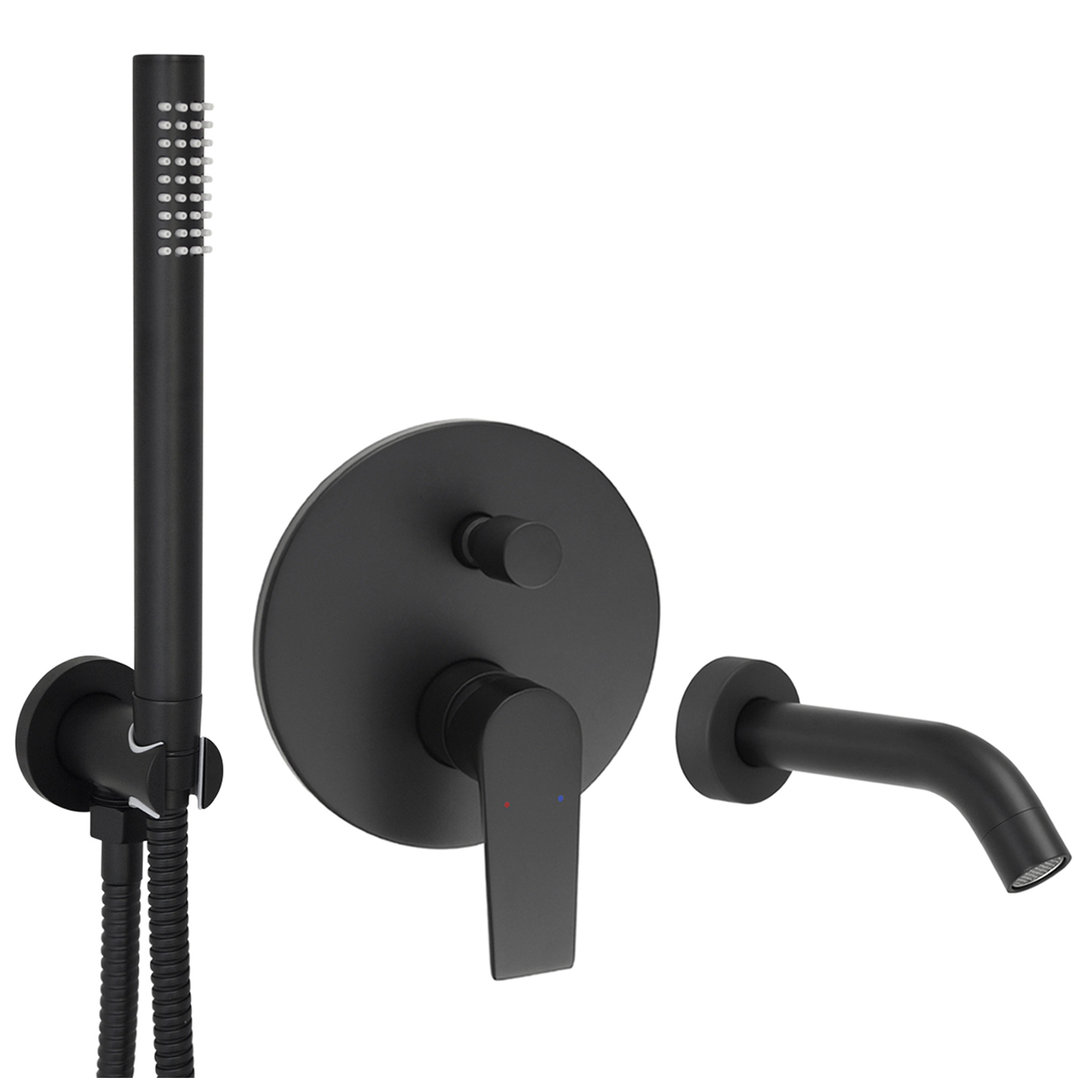 Welfenstein Unterputz-Set WBK22W für Badewannen schwarz matt