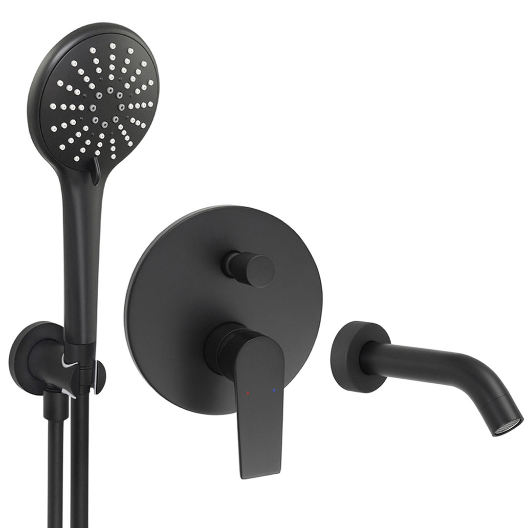 Welfenstein Unterputz-Set WBK23W für Badewannen schwarz matt