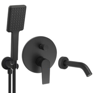 Welfenstein Unterputz-Set WBK24W für Badewannen schwarz matt