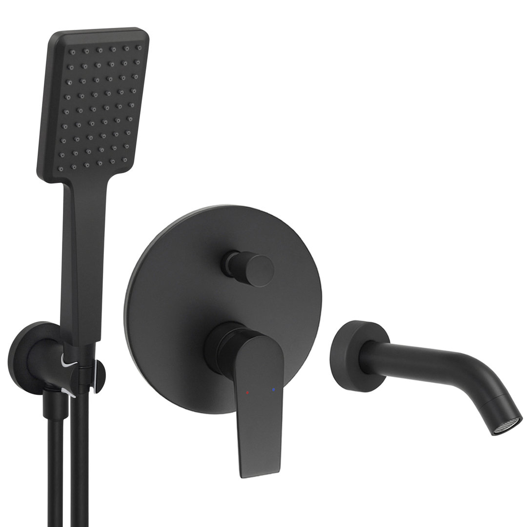 Welfenstein Unterputz-Set WBK24W für Badewannen schwarz matt