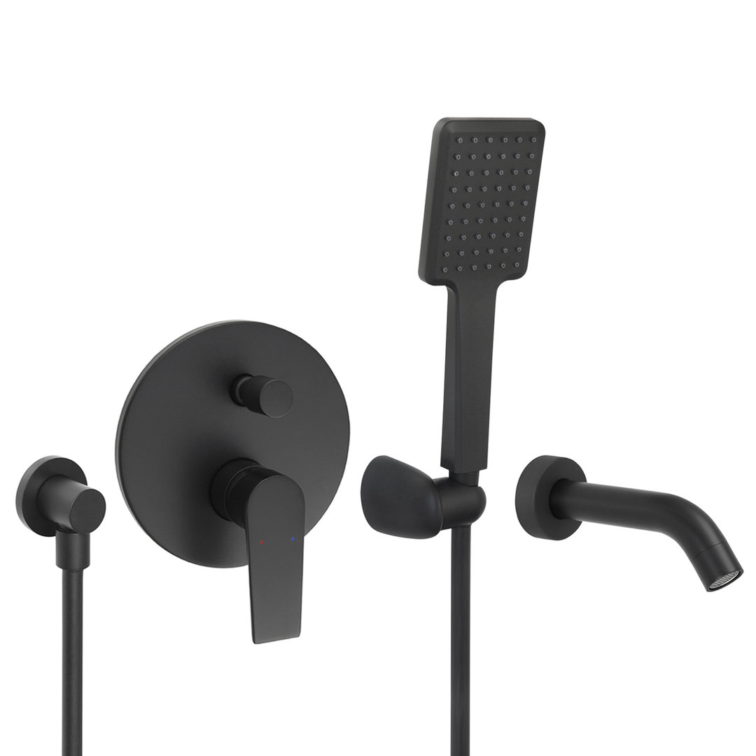 Welfenstein Unterputz-Set WBK25W für Badewannen schwarz matt