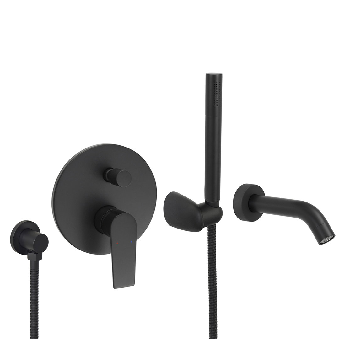 Welfenstein Unterputz-Set WBK26W für Badewannen schwarz matt