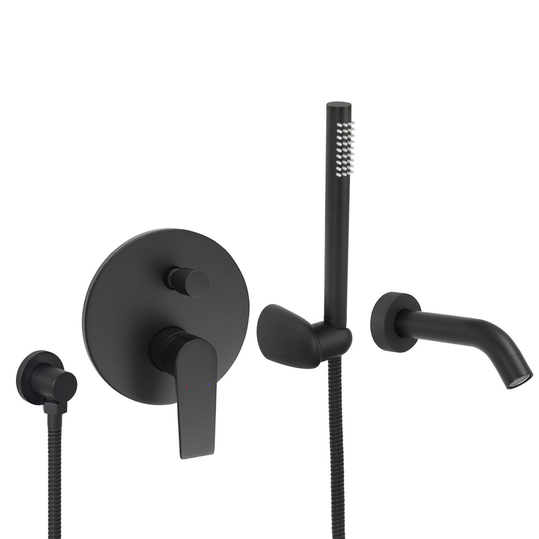 Welfenstein Unterputz-Set WBK27W für Badewannen schwarz matt