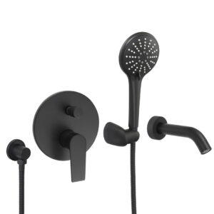 Welfenstein Unterputz-Set WBK28W für Badewannen schwarz matt