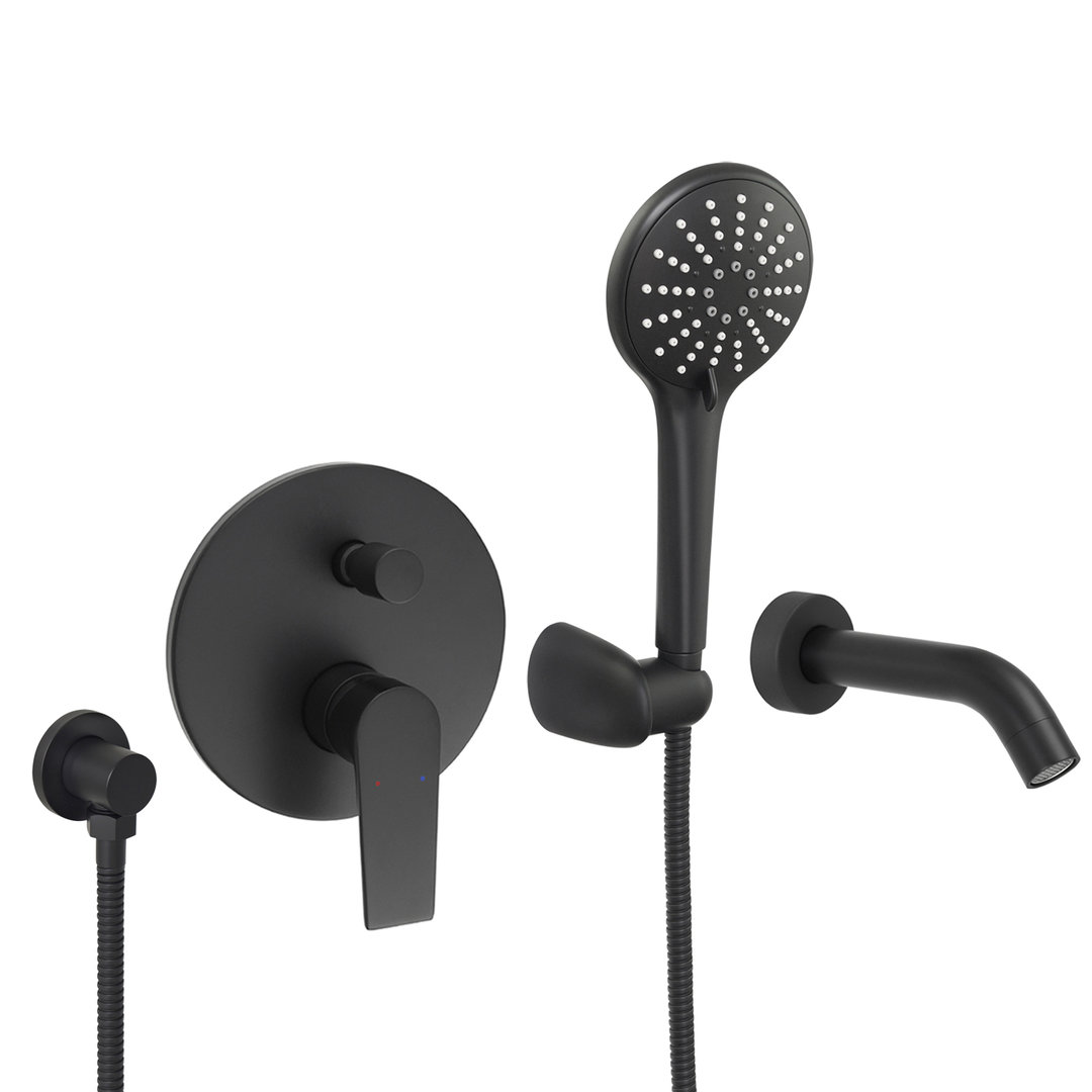 Welfenstein Unterputz-Set WBK28W für Badewannen schwarz matt