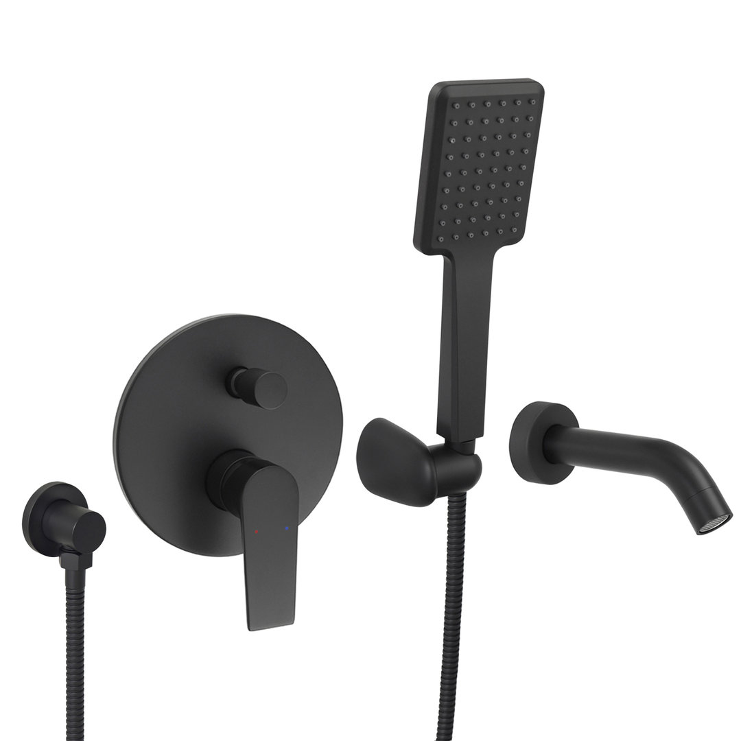 Welfenstein Unterputz-Set WBK29W für Badewannen schwarz matt