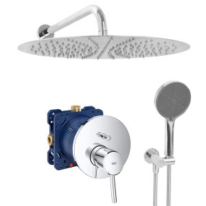 grohe eurocube komplettes set dusche unterputz regendusche regenbrause zulaufarm handbrause verchromt