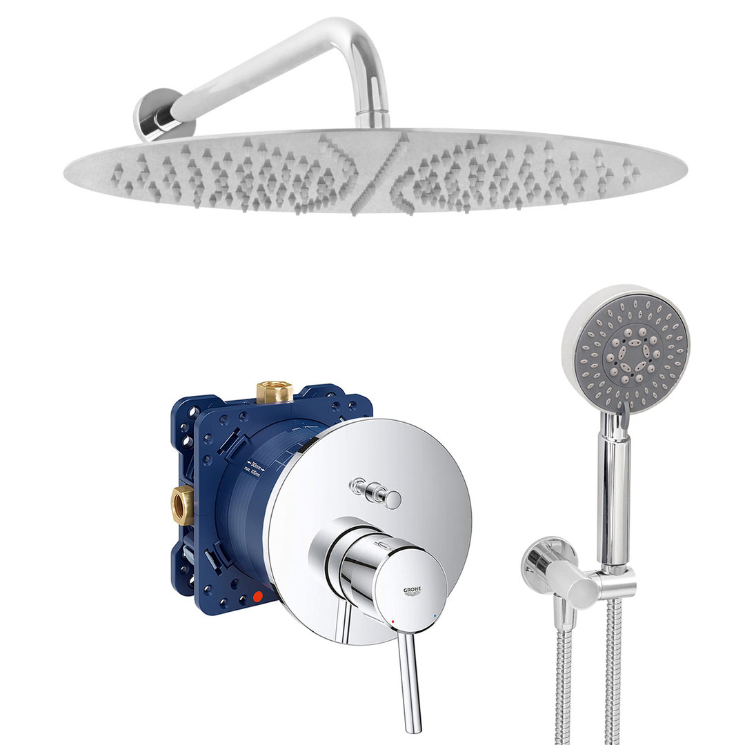 grohe eurocube komplettes set dusche unterputz regendusche regenbrause zulaufarm handbrause verchromt