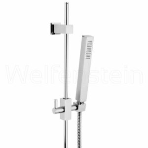 Welfenstein Brausegarnitur D3-HH10 eckig Duschstange 75cm Messing