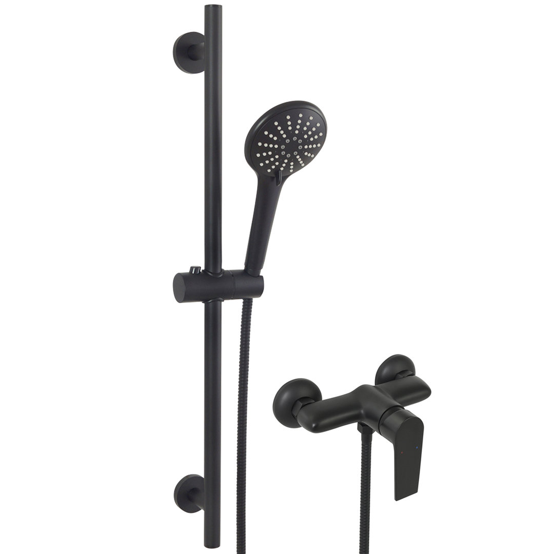 Welfenstein Duschset DA-WBK-S11 mit Brausestange schwarz matt