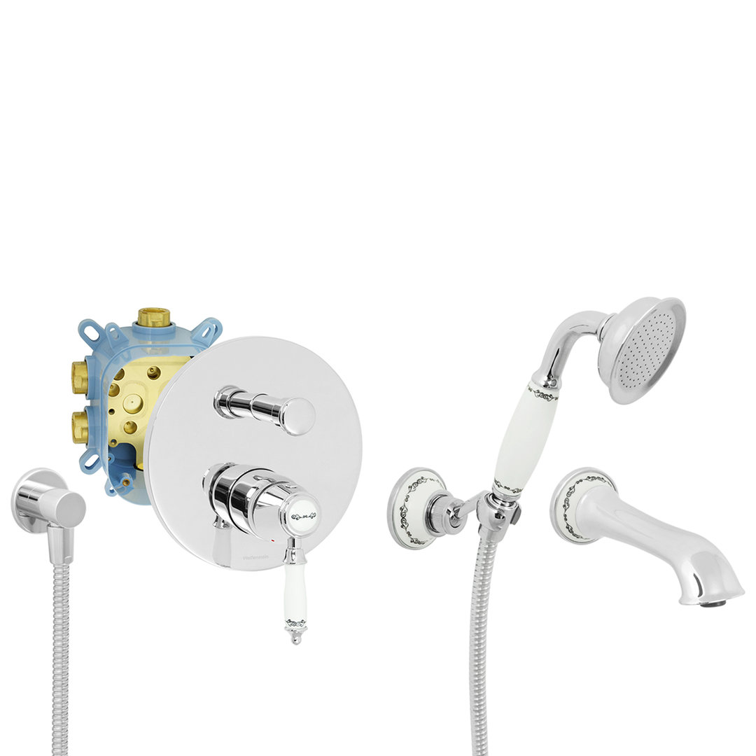Welfenstein Nostalgie Unterputz-Set EB2-N23W Badewanne Montagebox
