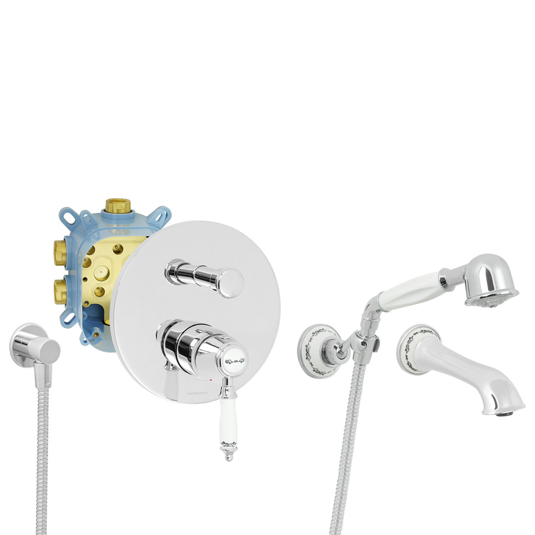 Welfenstein Nostalgie Unterputz-Set EB2-N24W Badewanne Montagebox