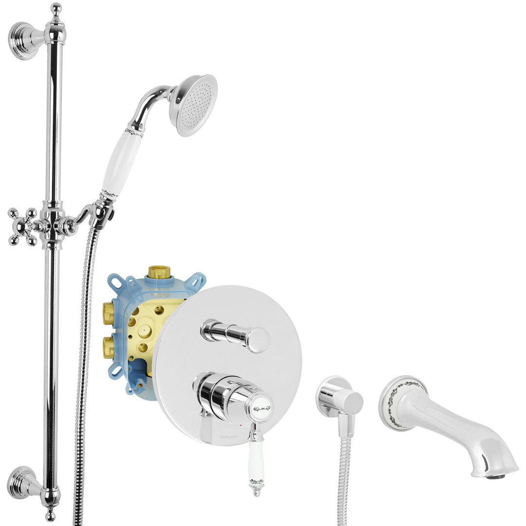 Welfenstein Nostalgie Unterputz-Set EB2-N26W Badewanne Montagebox Brausestange