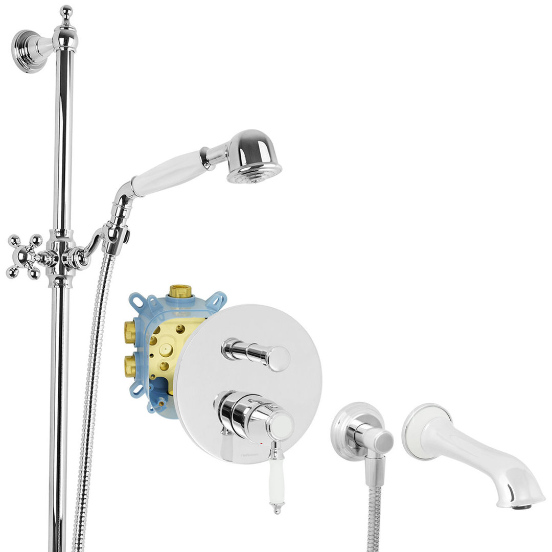 Welfenstein Nostalgie Unterputz-Set EB2-N30W Badewanne Montagebox Brausestange