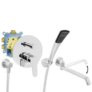 Welfenstein Unterputz-Set EB2-R21W Montagebox schwenkbarer Wanneneinlauf