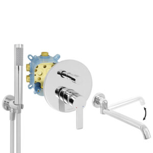 Welfenstein Unterputz-Set EB2-R22W Montagebox schwenkbarer Wanneneinlauf