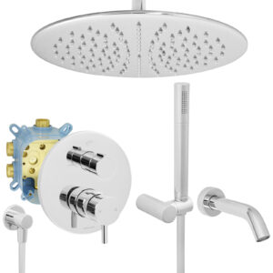 Welfenstein Unterputz-Set EB3-R21W Regenbrause rund Wanneneinlauf