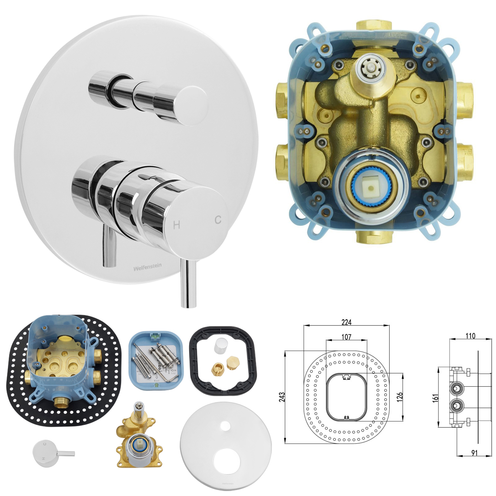 Welfenstein Unterputz-Set EB2-R07 Regendusche 30cm – Bild 2