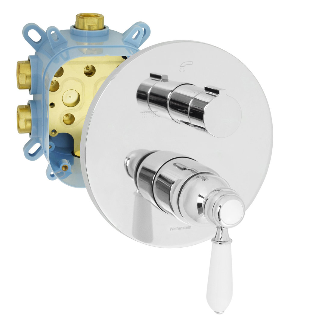 Welfenstein Nostalgie 3-Wege Unterputz Armatur EB-03LX mit Montagebox