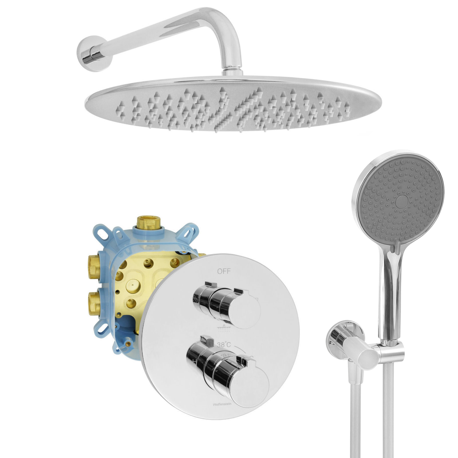 Welfenstein Thermostat Unterputz-Set EBT-R05 Regendusche 30cm