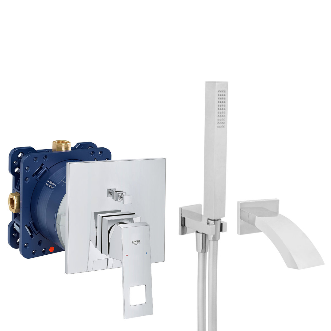grohe eurocube komplettes set badewanne unterputz wanneneinlauf badewanneneinlauf handbrause verchromt