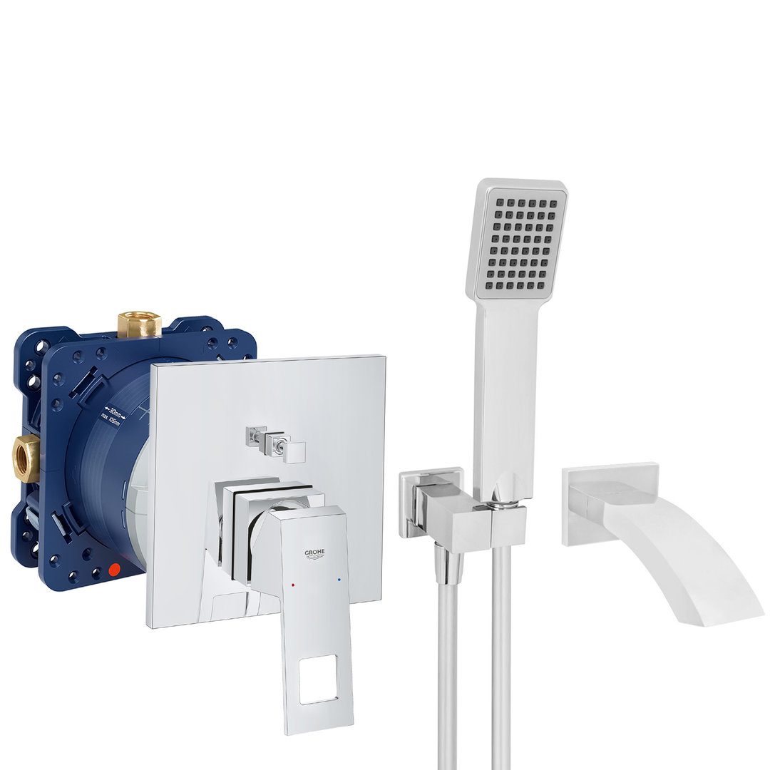 grohe eurocube komplettes set badewanne unterputz wanneneinlauf badewanneneinlauf handbrause verchromt