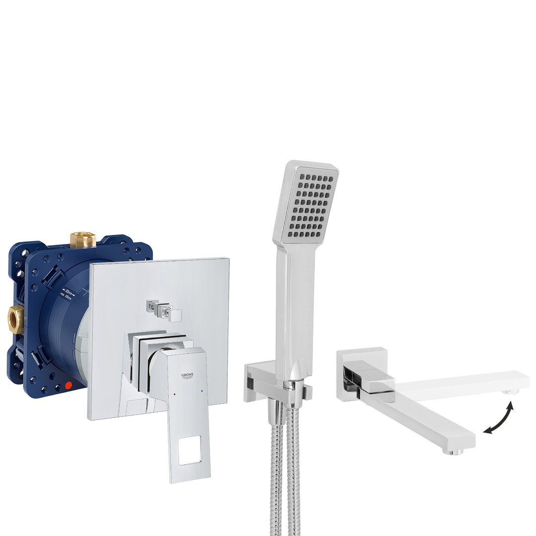 grohe eurocube komplettes set badewanne unterputz wanneneinlauf badewanneneinlauf handbrause verchromt