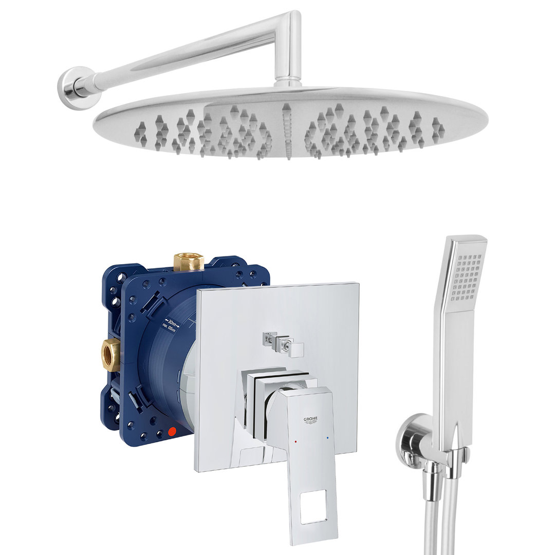 grohe eurocube komplettes set dusche unterputz regendusche regenbrause zulaufarm handbrause verchromt