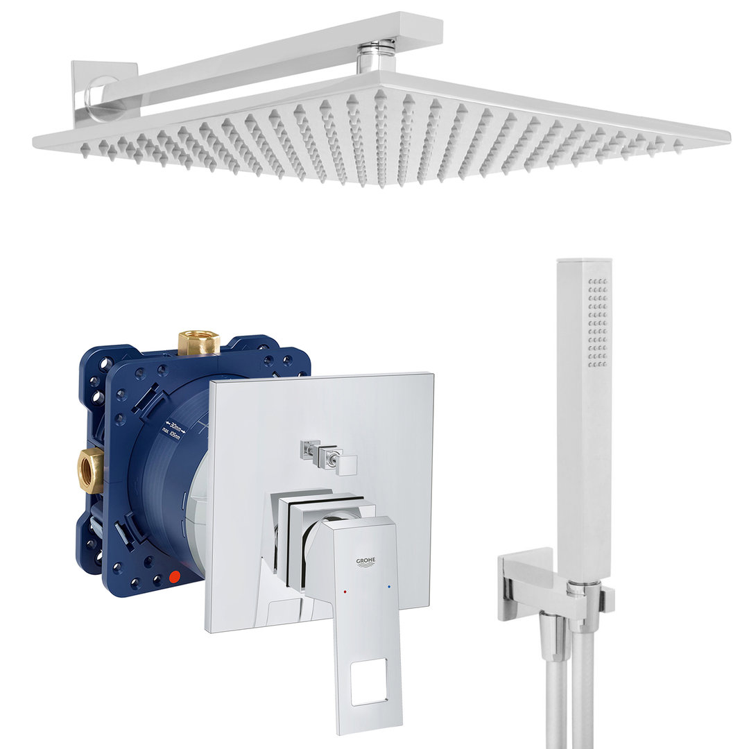 grohe eurocube komplettes set dusche unterputz regendusche regenbrause zulaufarm handbrause verchromt